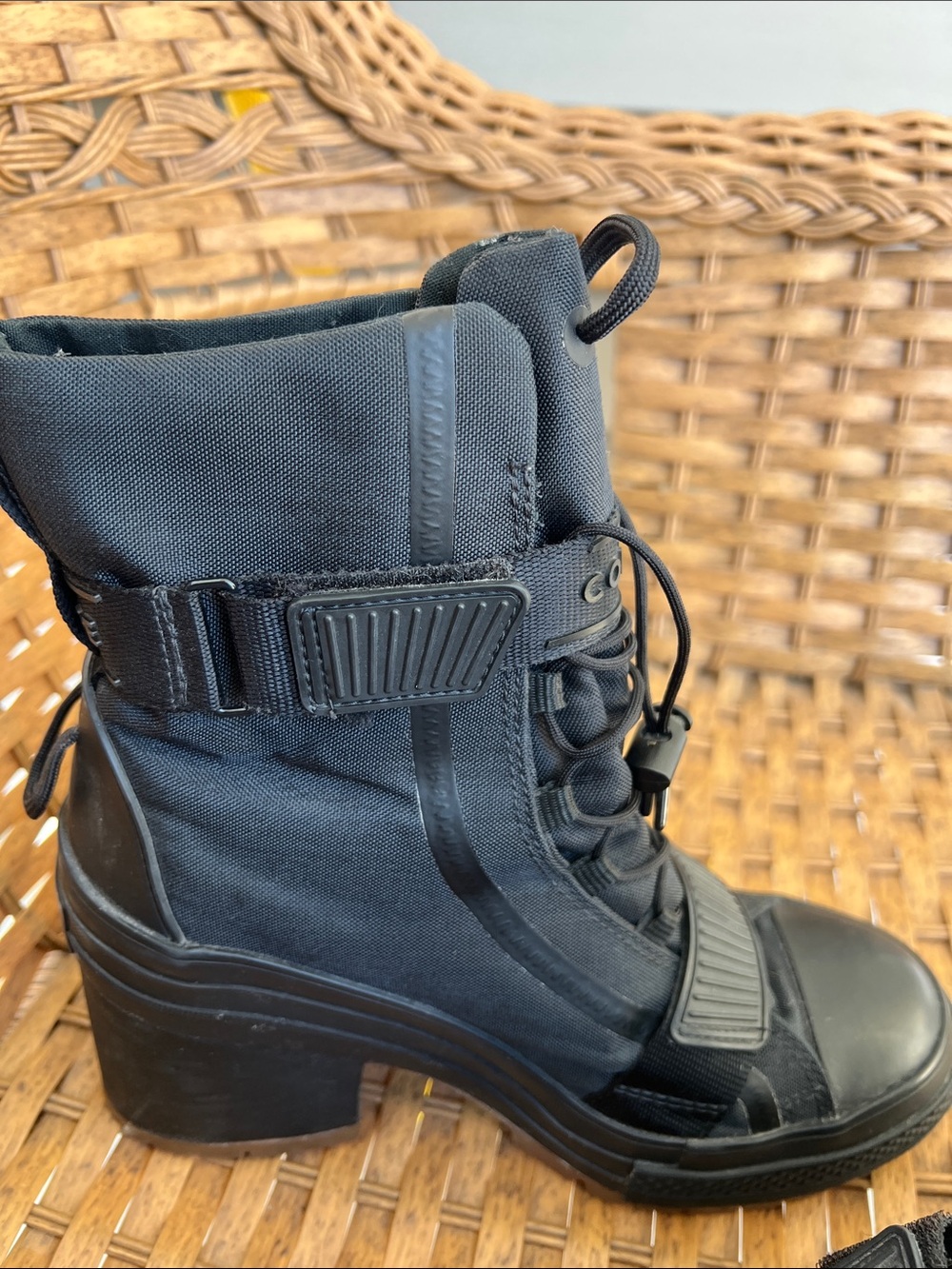Converse Black Platform Lace-Up Heeled Ankle Boots - Picture 5 of 7